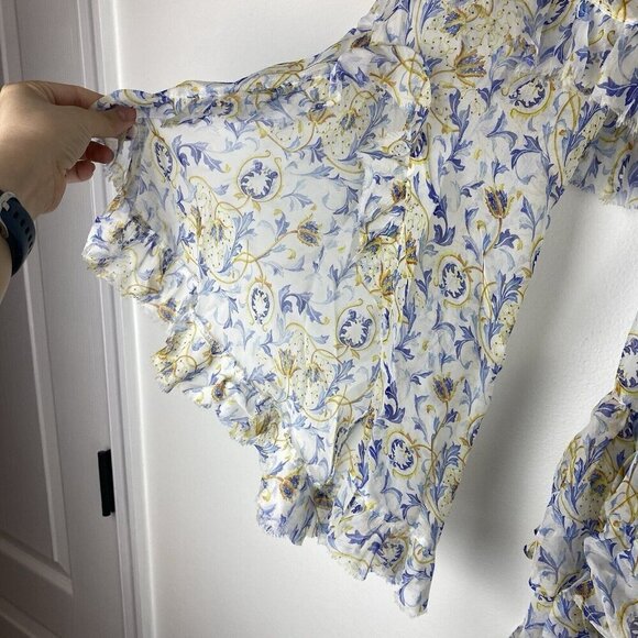 Caroline Constas Women's 100% Silk Tiered Mini Dress Size XS Long Sleeve Dahlia - Picture 2 of 9